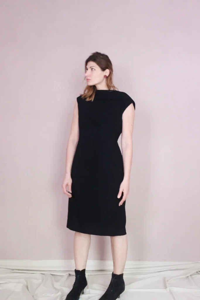 black shift dress from the ’60s or ’70s